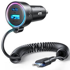 Joyroom nopea autolaturi 3 in 1 USB Type C -kaapelilla 1,5 m 55 W musta (JR-CL07) hinta ja tiedot | Joyroom Matkapuhelimet ja tarvikkeet | hobbyhall.fi