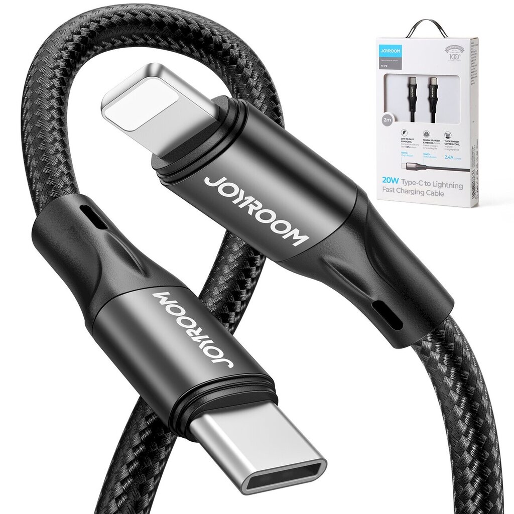 Joyroom Fast Charging / Data Cable USB Type C - Lightning PD 20W 2m Black (S-2024N1-PD) hinta ja tiedot | Puhelinkaapelit | hobbyhall.fi