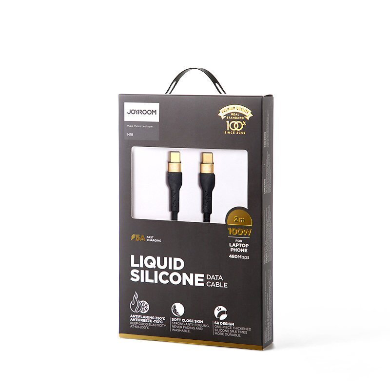 Joyroom Liquid Siliconone USB Type C - USB Type C lataus / datakaapeli PD 100W 2m musta (S-2050N18-10) hinta ja tiedot | Puhelinkaapelit | hobbyhall.fi