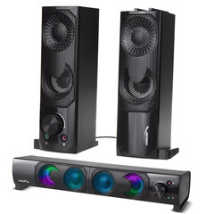 Kõlarid 2 in 1 PC Speaker Soundbar Computer RGB LED Backlight Stereo Gaming USB 2 x 3W AUX 3.5 mm hinta ja tiedot | Kaiuttimet | hobbyhall.fi