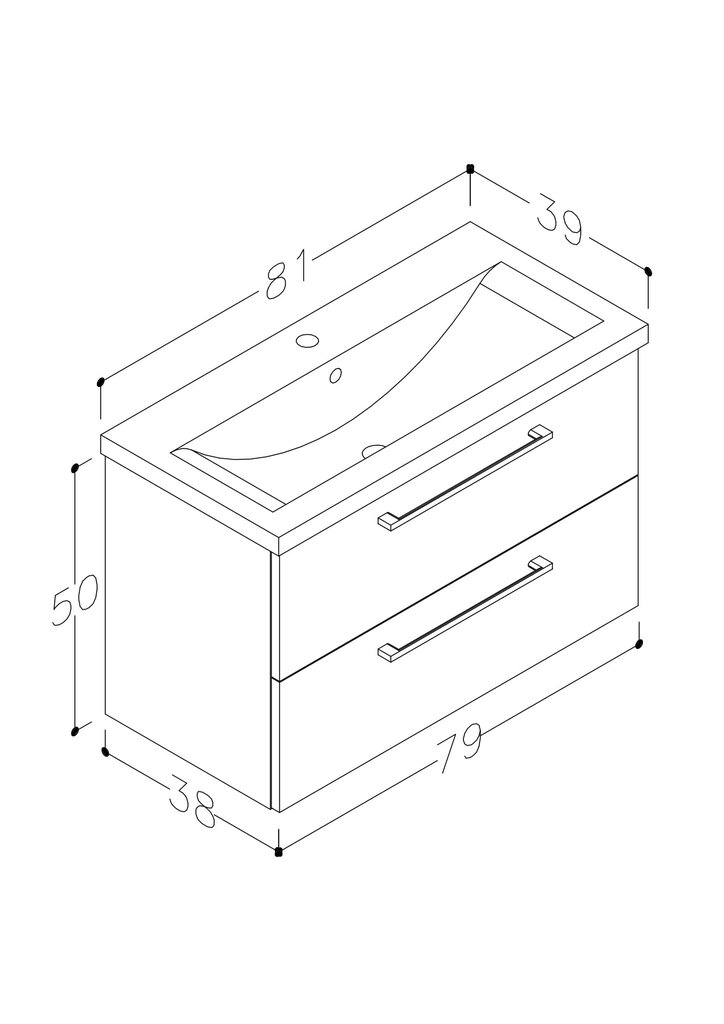 Scandic-allaskaappi + pesuallas, 81 cm, musta tammi hinta ja tiedot | Kylpyhuonekaapit | hobbyhall.fi