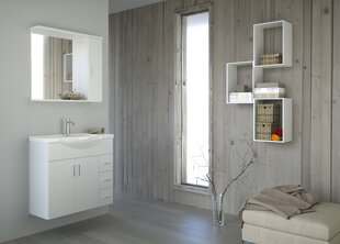 Eternal kylpyhuoneen peilikaappi, 74,4 x 82 x 16,5 cm, korkeakiilto valkoinen hinta ja tiedot | Kylpyhuonekaapit | hobbyhall.fi