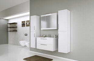 Serena Retro -kylpyhuoneen peilikaappi, 70 x 90 x 14 cm, korkeakiilto valkoinen hinta ja tiedot | Kylpyhuonekaapit | hobbyhall.fi
