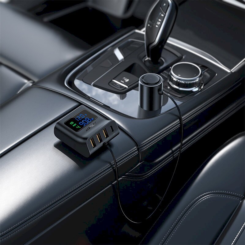 Acefast car charger 90W USB Type C / 3x USB / cigarette lighter socket, PPS, PD3.0, QC3.0, AFC, FCP charging station black (B8 black) hinta ja tiedot | Puhelimen laturit | hobbyhall.fi
