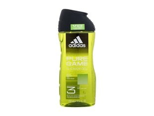 Adidas Pure Game 3in1, Suihkugeeli miehille 250 ml hinta ja tiedot | Suihkusaippuat ja suihkugeelit | hobbyhall.fi