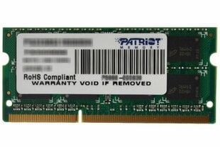 Patriot Memory 4GB DDR3 SODIMM memory module 1333 MHz hinta ja tiedot | Muisti (RAM) | hobbyhall.fi