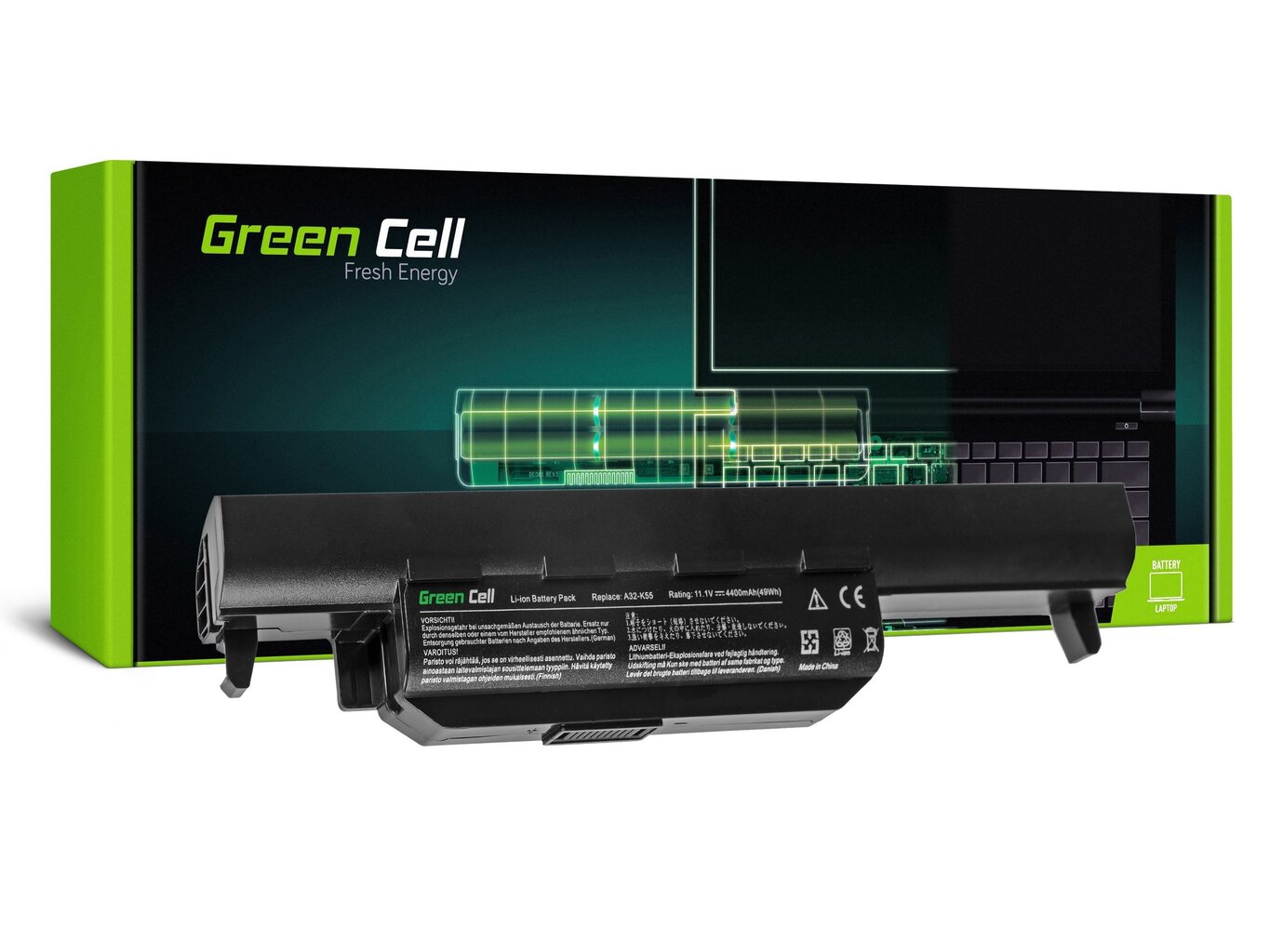 Green Cell Laptop Battery for Asus R400 R500 R500V R500V R700 K55 K55A K55VD K55VJ K55VM hinta ja tiedot | Kannettavien tietokoneiden akut | hobbyhall.fi