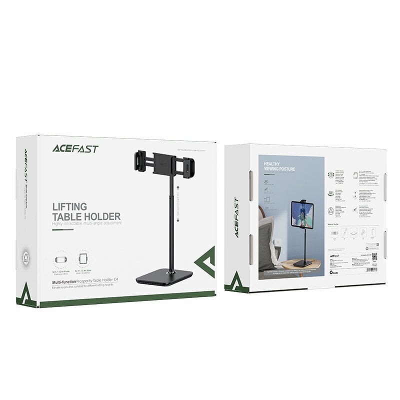 Acefast telescopic phone and tablet holder (135-230mm wide) for the desk 360 ° black (E4 black) hinta ja tiedot | Puhelintelineet | hobbyhall.fi