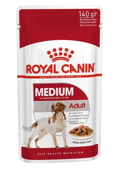 Royal Canin Medium Adult märkäruoka koirille, 10x140g hinta ja tiedot | Koiran märkäruoka | hobbyhall.fi