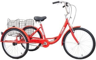 Kolmipyörä kuntoutukseen Enero Rower 24", 1 kisko, punainen hinta ja tiedot | Polkupyörät | hobbyhall.fi