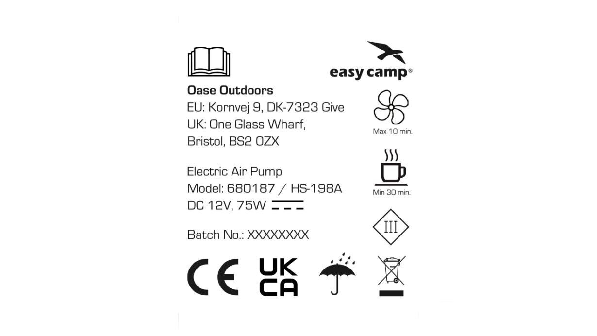 Sähköpumppu Easy Camp El Nino 12V hinta ja tiedot | Ilmapatjat | hobbyhall.fi