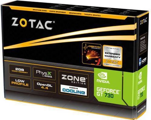 Zotac GeForce GT 730 ZONE Edition Low Profile 2GB DDR3 (64 bit) HDMI, DVI, D-Sub (ZT-71113-20L) hinta ja tiedot | Näytönohjaimet | hobbyhall.fi