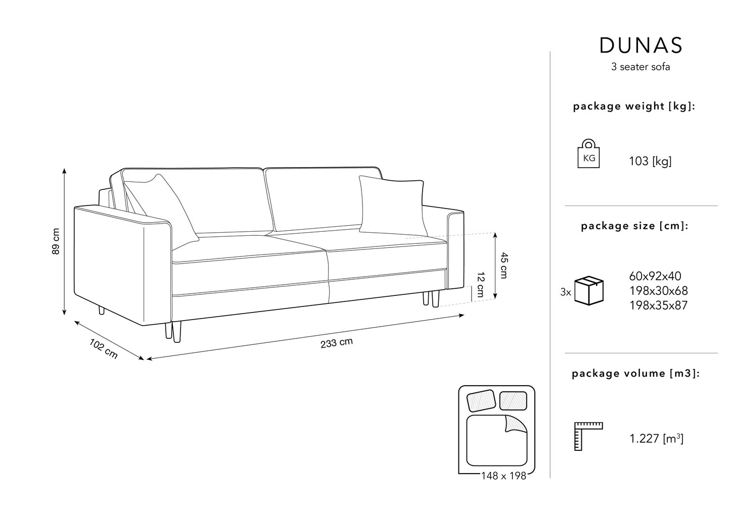 Kolmen istuttava sohva Micadoni Home Dunas, harmaa/kulta hinta ja tiedot | Sohvat ja vuodesohvat | hobbyhall.fi