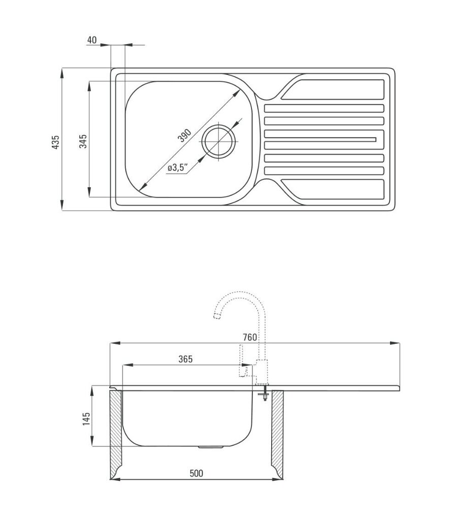 Tiskiallas Deante Legato ZEL 3113, decor hinta ja tiedot | Keittiöaltaat | hobbyhall.fi