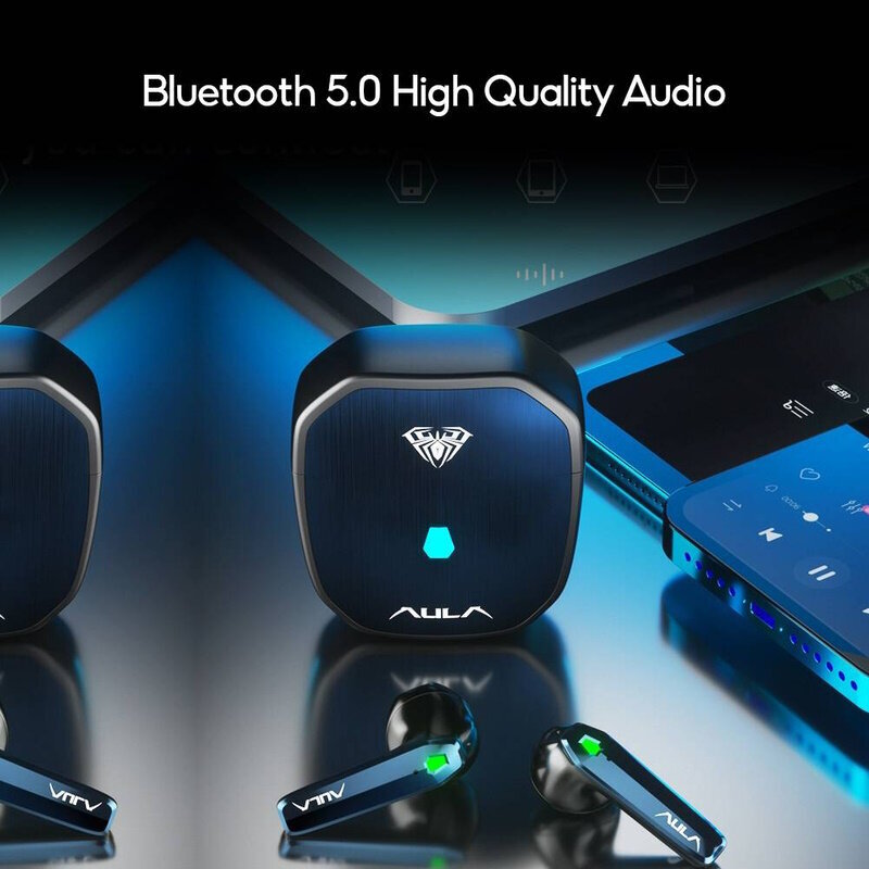 Aula F101 Gaming Stereo Bluetooth 5.0 langattomat Hi-Fi-kuulokkeet, joissa on HD-mikrofoni, musta hinta ja tiedot | Kuulokkeet | hobbyhall.fi