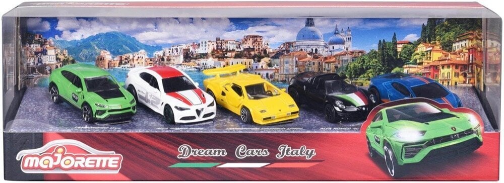 Leluautot Dream Cars Italy, 7,5 cm, 5 kpl hinta ja tiedot | Poikien lelut | hobbyhall.fi