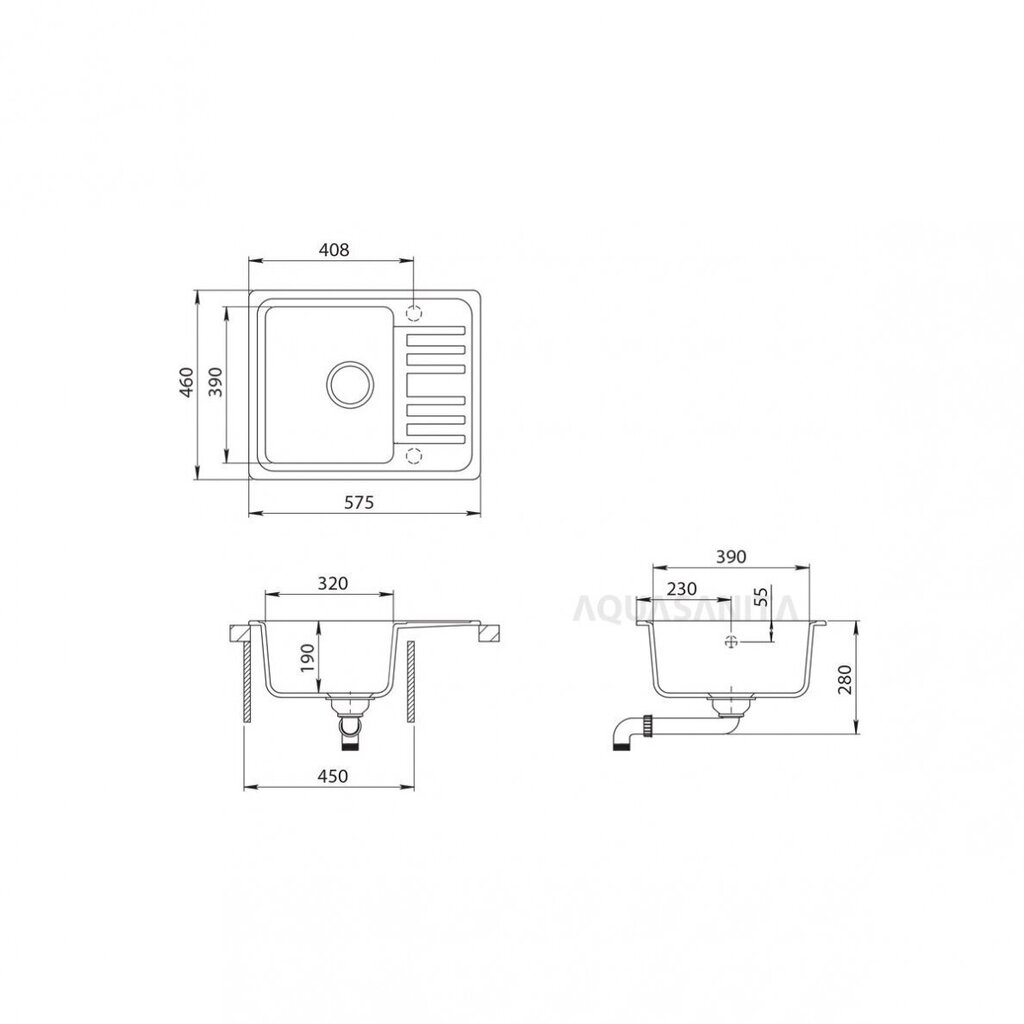 Keinotekoinen graniittinen tiskiallas Aquasanita Notus SQ102-114AW hinta ja tiedot | Keittiöaltaat | hobbyhall.fi