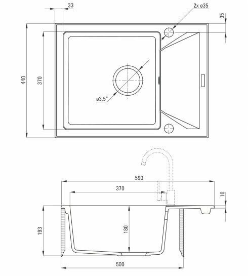 Deante graniitti keittiötiskiallas Deante Evora ZQJ A11A, Alabaster. hinta ja tiedot | Keittiöaltaat | hobbyhall.fi