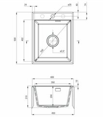 Deante graniittitiskiallas Deante Eridan ZQE G104, Metallic graphite hinta ja tiedot | Keittiöaltaat | hobbyhall.fi