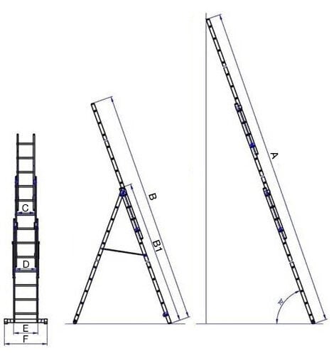 Tikkaat G21 6390384, 5,9m, 3x9 hinta ja tiedot | Tikkaat | hobbyhall.fi