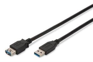 ASSMANN USB 3.0 SuperSpeed Extension cable USB A M (plug)/USB A F (jack) 1,8m, musta hinta ja tiedot | Kaapelit ja adapterit | hobbyhall.fi