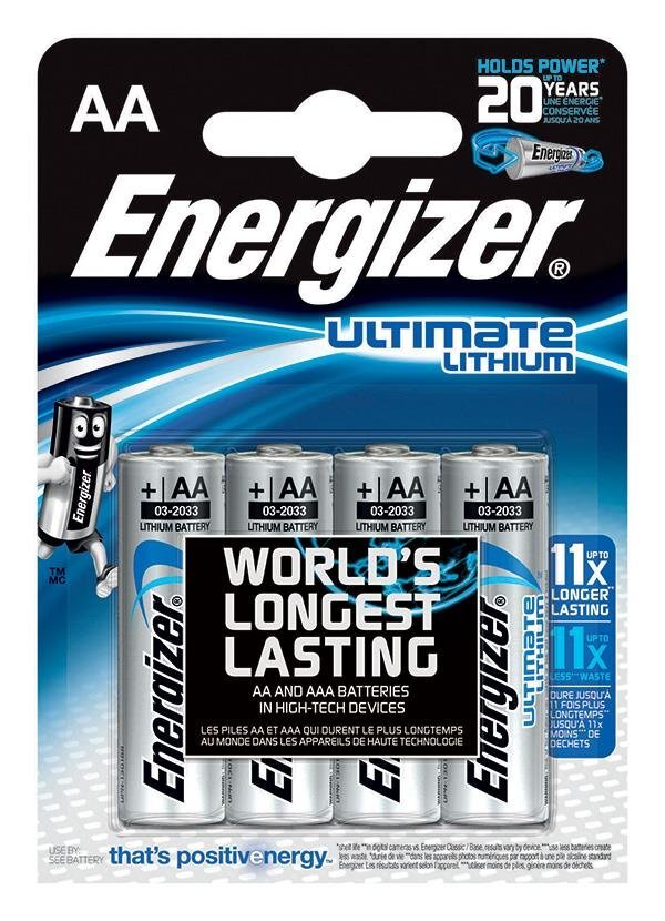 Patteri, ENERGIZER Ultimate Lithium, AA, L91, 1.5V, 4 kpl hinta ja tiedot | Paristot | hobbyhall.fi