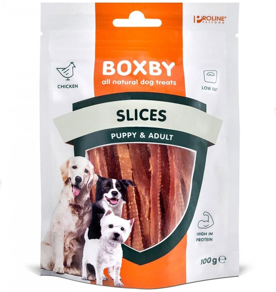 Boxby Slices luonnollinen herkku koirille, kananlihaa, 100 g hinta ja tiedot | Koiran herkut | hobbyhall.fi