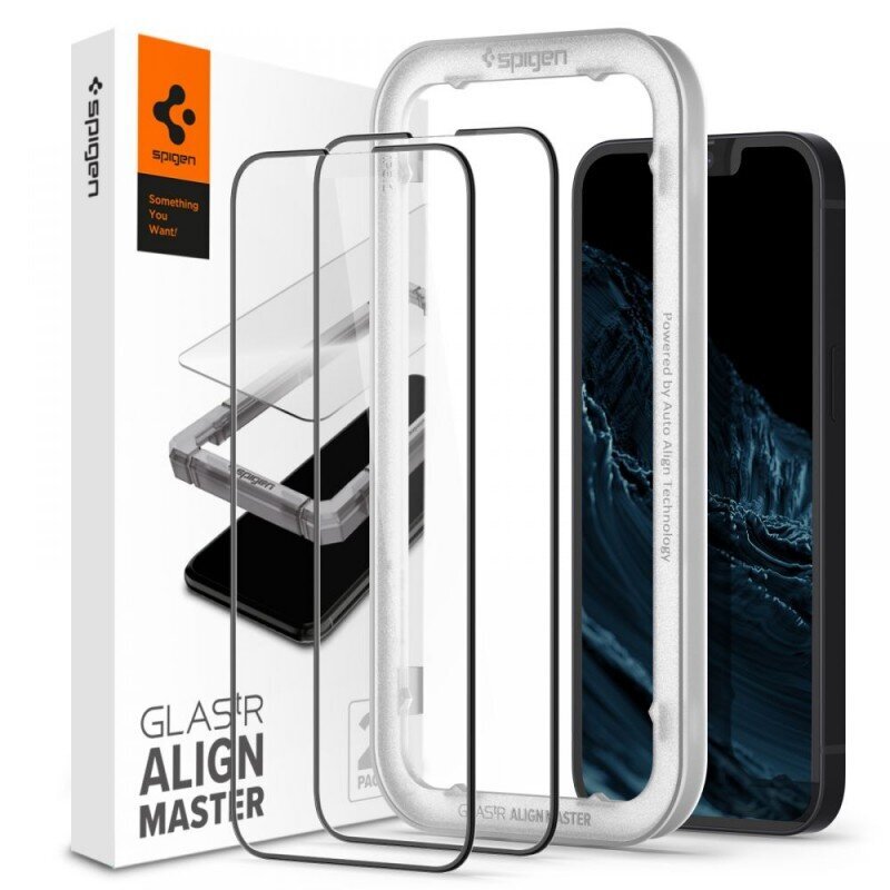 Spigen Alm Glass FC -näytönsuoja iPhone 13 ja 13 Pro -puhelimille, 2 kpl hinta ja tiedot | Näytönsuojakalvot ja -lasit | hobbyhall.fi