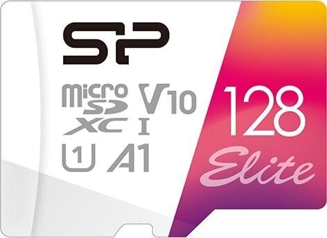 Silicon Power muistikortti microSDXC 128GB Elite + sovitin hinta ja tiedot | Puhelimen muistikortit | hobbyhall.fi