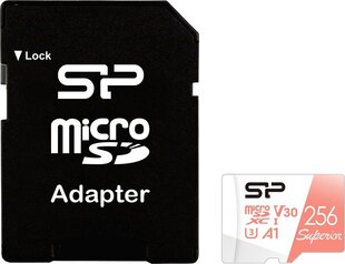 Silicon Power microSDXC Card 256GB UHS-I U3 A1 Class 10 V30 + Adapteris hinta ja tiedot | Puhelimen muistikortit | hobbyhall.fi