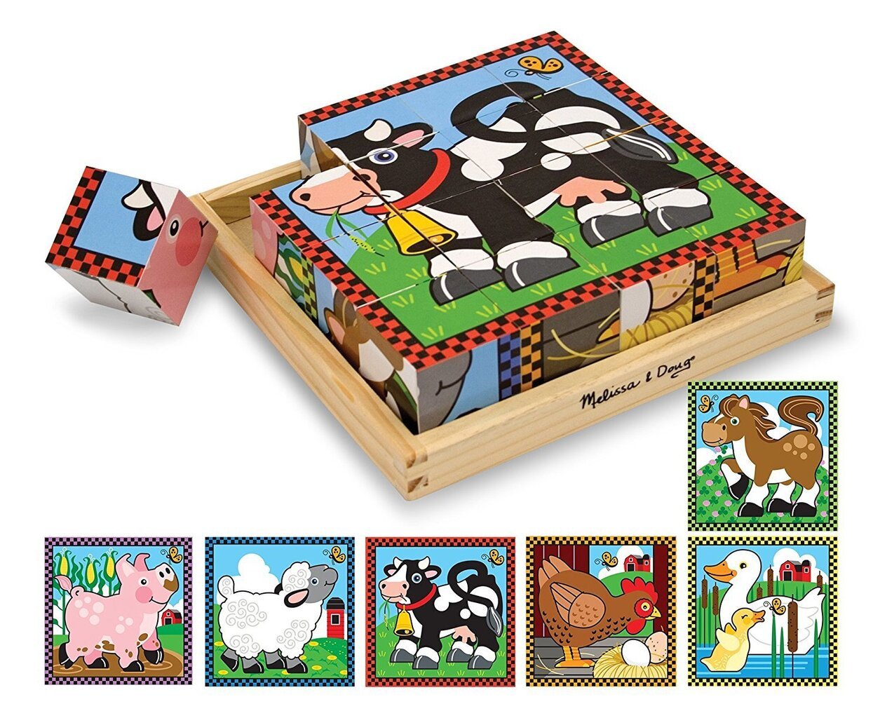 Puupalikat eläimillä Melissa & Doug hinta ja tiedot | Vauvan lelut | hobbyhall.fi