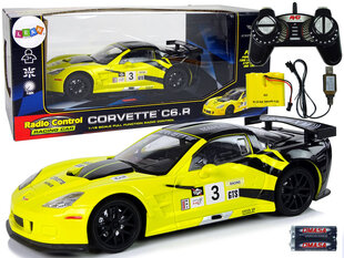 Radio-ohjattu urheiluauto Corvette C6.R 1:18 keltainen hinta ja tiedot | Poikien lelut | hobbyhall.fi