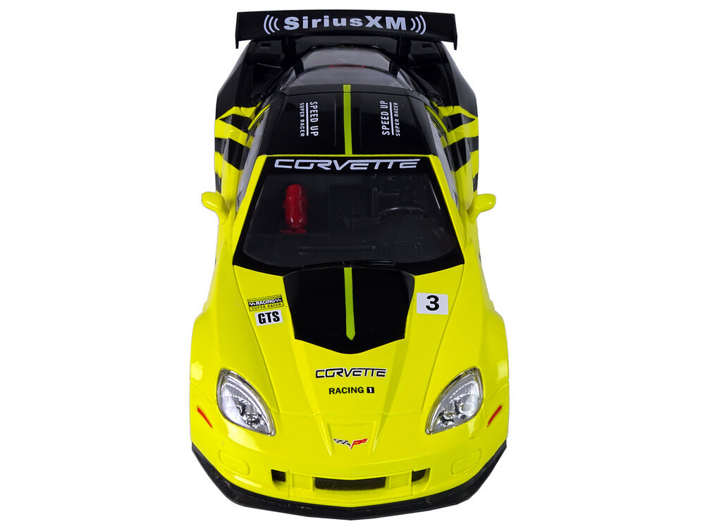 Radio-ohjattu urheiluauto Corvette C6.R 1:18 keltainen hinta ja tiedot | Poikien lelut | hobbyhall.fi