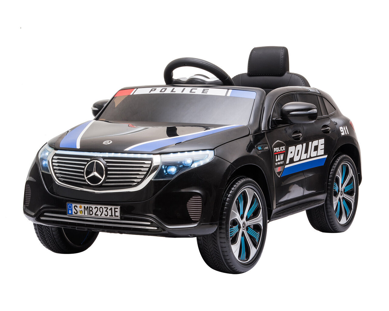 Lasten sähköauto Mercedes Benz EQC400 Police, musta hinta 