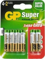 GP Super AAA / R03 6 kpl. hinta ja tiedot | Kameran akut | hobbyhall.fi