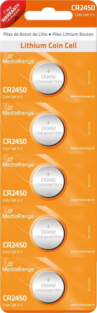 MediaRange CR2450 540mAh 5 kpl. hinta ja tiedot | Kameran akut | hobbyhall.fi