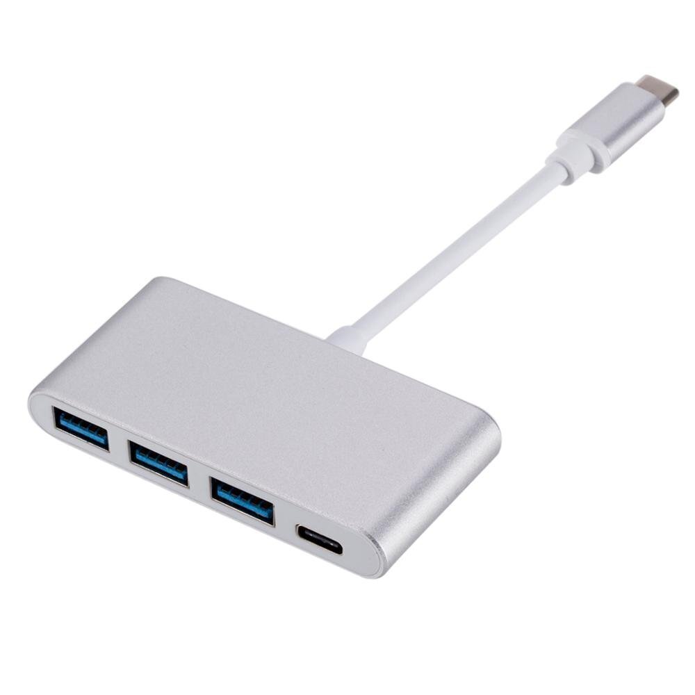 Roger AD15641 USB-C-keskitin – Jakaja 3 x USB 3.0 / USB-C, hopea hinta ja tiedot | Adapterit | hobbyhall.fi