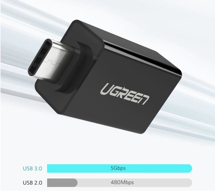 Ugreen US173 USB-A 3.0 - USB-C 3.1 sovitin, valkoinen hinta ja tiedot | Adapterit | hobbyhall.fi