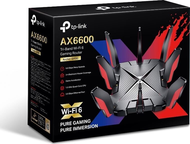 TP-LINK Archer GX90 802.11ax, 574+1201+4804 Mbit hinta ja tiedot | Reitittimet ja modeemit | hobbyhall.fi