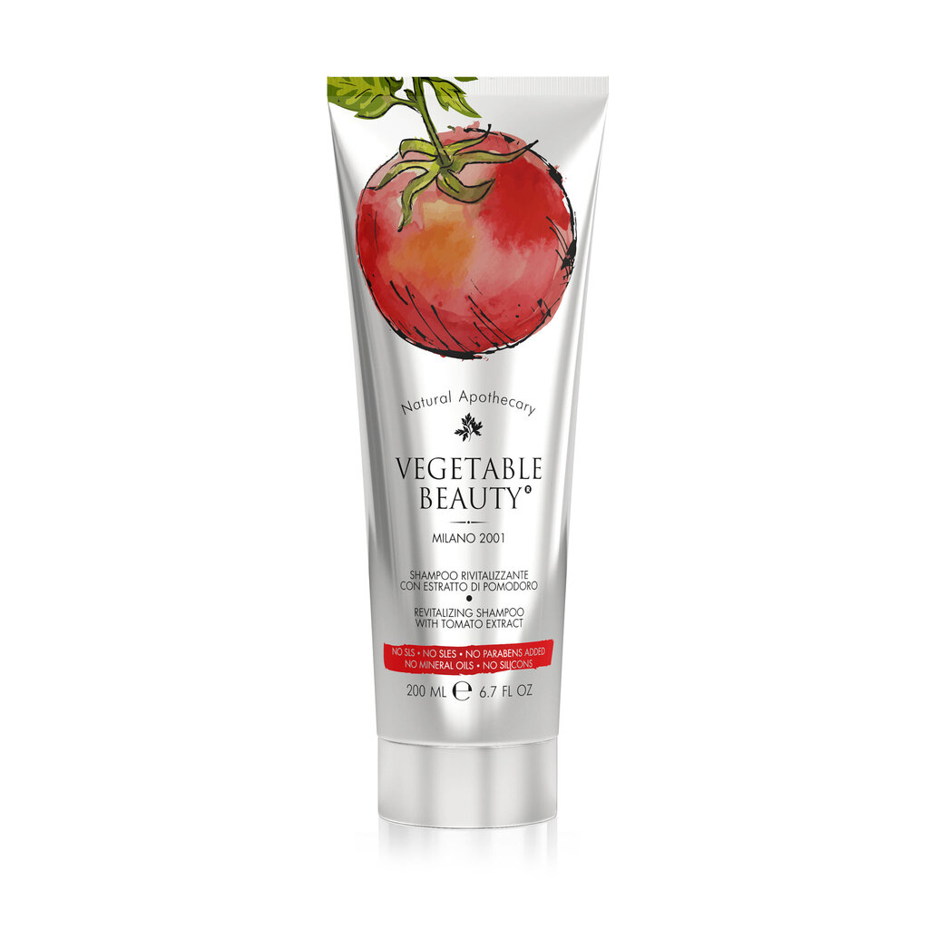 Tomaattiuutetta sisältävä shampoo VEGETABLE BEAUTY Revitalizing Shampoo tomaattiuutetta 200ml hinta ja tiedot | Shampoot | hobbyhall.fi