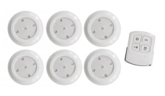 Langattomat LED-lamput kaukosäätimellä (6 kpl) hinta ja tiedot | LED-valonauhat | hobbyhall.fi