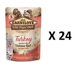 Säilyke kissoille Carnilove Turkey Valeriana, 24 x 85 g hinta ja tiedot | Carnilove Lemmikit | hobbyhall.fi
