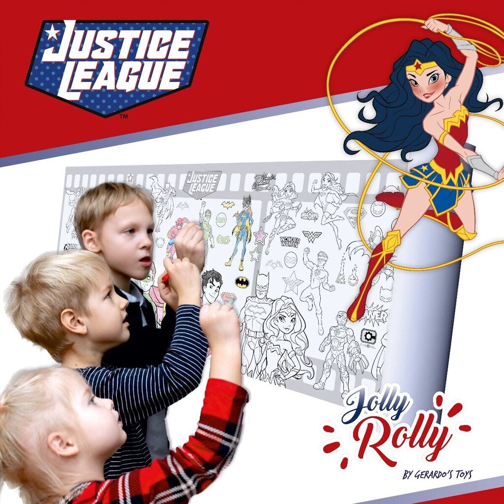 Gerardo's Toys -tarra värityspaperirulla Jolly Rolly, Justice League hinta ja tiedot | Taide- ja askartelutarvikkeet | hobbyhall.fi