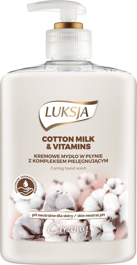 Nestesaippua Luksja Creamy Cotton Milk & Vitamins, 500 ml hinta ja tiedot | Saippuat | hobbyhall.fi