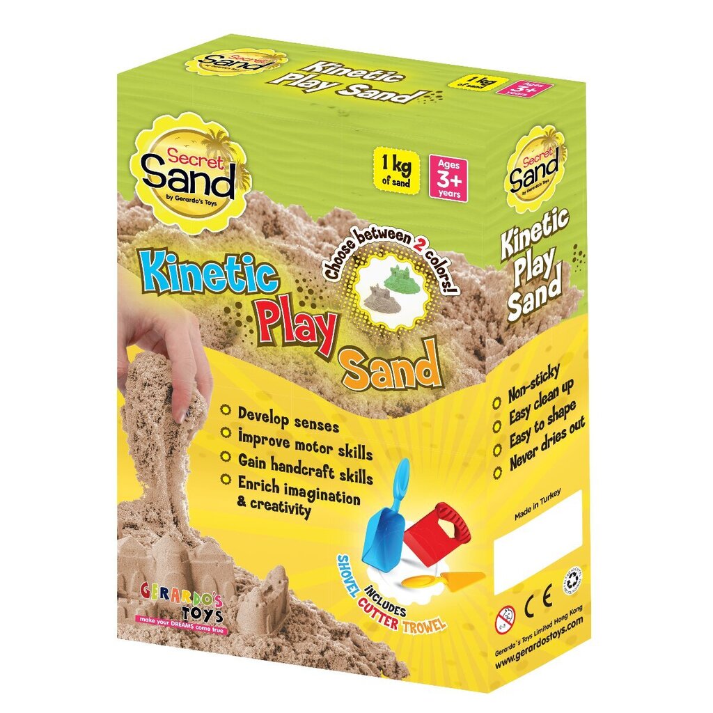 Gerardo's Toys Secret Sand kineettinen hiekka 3 työkalulla, vihreä 1 kg hinta ja tiedot | Kehittävät lelut | hobbyhall.fi