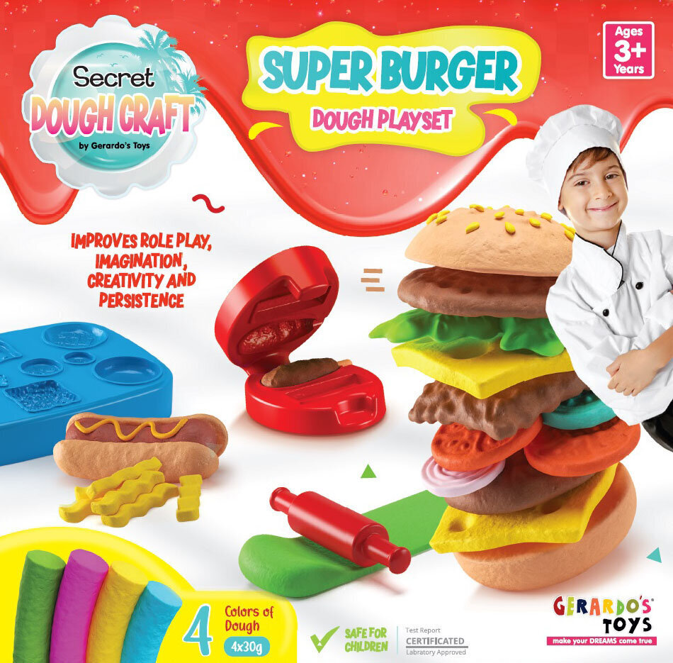 Gerardo's Toys Hamburger Dough Craf 6-osainen muovailusarja hinta ja tiedot | Kehittävät lelut | hobbyhall.fi