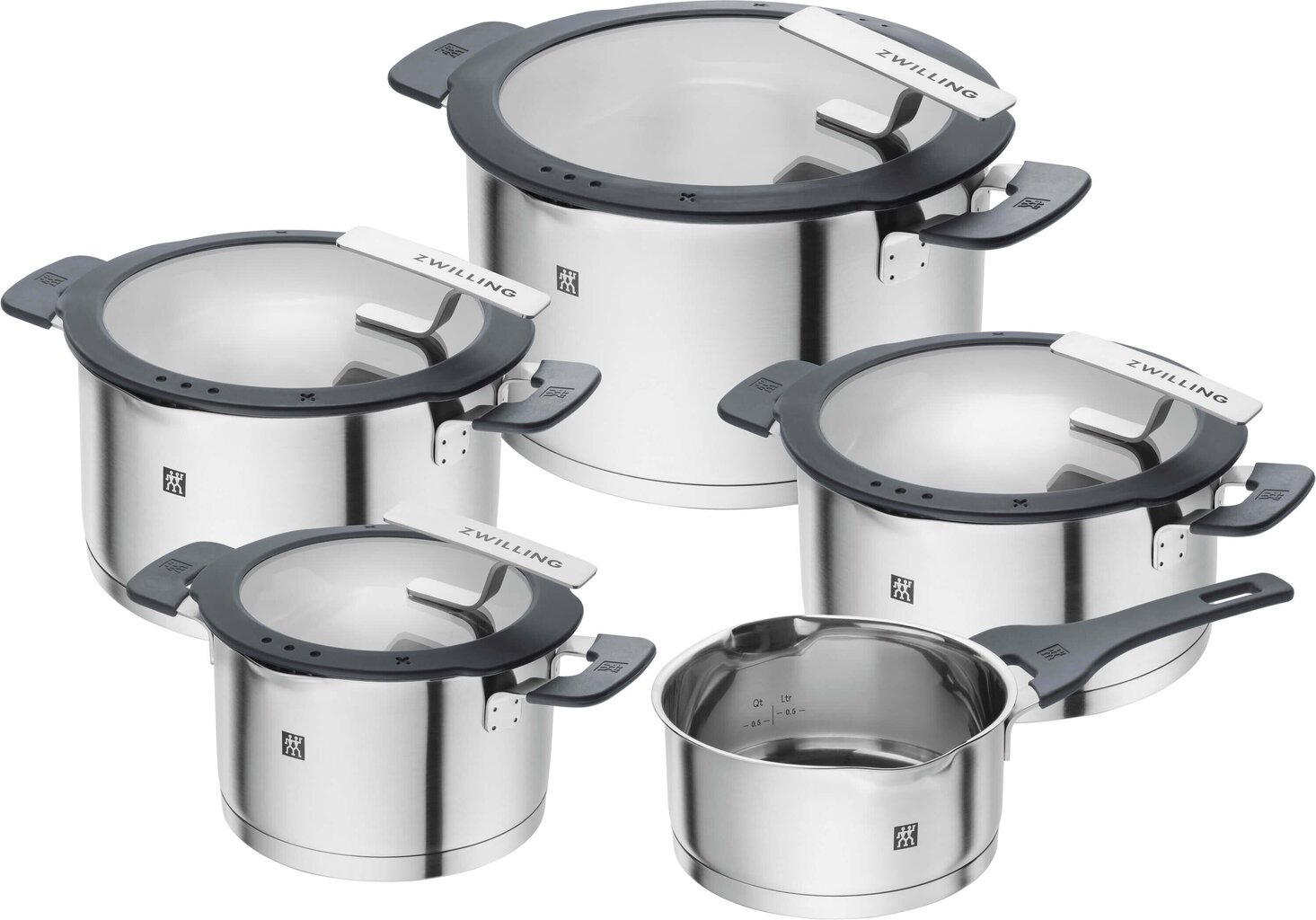 ZWILLING SIMPLIFY 66870-005-0 Pots set Stainless steel 5 pcs hopeinen / musta, hinta ja tiedot | Kattilat ja painekattilat | hobbyhall.fi