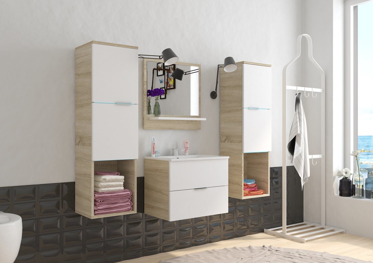 Kylpyhuonesarja ADRK Furniture, ruskea hinta ja tiedot | Kylpyhuonekalusteet | hobbyhall.fi