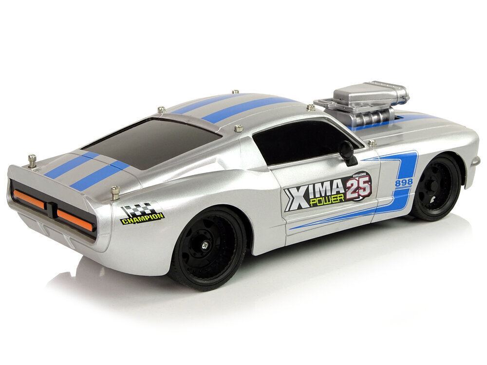 Lean toys R/C urheiluauto 1:16 Silver Blue Stripes Pilot hinta ja tiedot | Poikien lelut | hobbyhall.fi