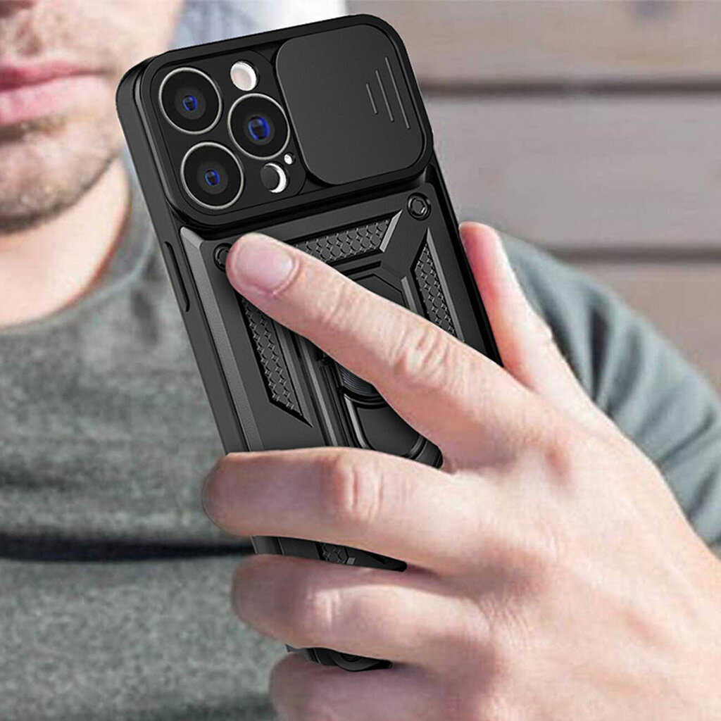 Hybrid Armor Camshield, iPhone 13 Pro Max, sininen hinta ja tiedot | Puhelimen kuoret ja kotelot | hobbyhall.fi